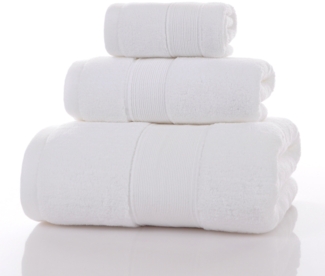 3-teiliges Badetuch-Set: Quadratisches Handtuch (34 x 34 cm), Handtuch (35 x 75 cm), Badetuch (70 x 140 cm). 100 % luxuriöse, reine Baumwolle, ultraweich, Hotelqualität, hoch saugfähig, geeignet für Bad, Dusche, Strand und den täglichen Gebrauch (weiß).