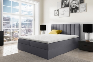 99rooms Arcelia Boxspringbett Velours JASMINE Dunkelgrau 200x200 cm