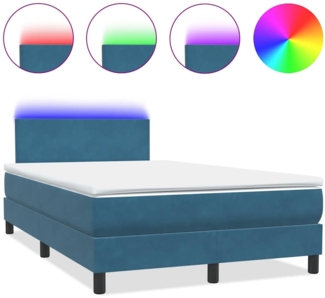 vidaXL Boxspringbett mit Matratze Dunkelblau 120x210 cm Samt 3316687