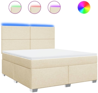 vidaXL Boxspringbett mit Matratze Creme 180x200 cm Stoff 3292865