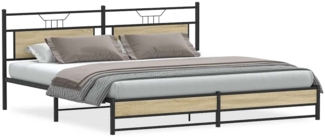 vidaXL Metallbett ohne Matratze Sonoma-Eiche 193x201 cm 3325122