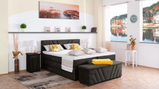 Meisterbetten Boxspringbett Terz 200x200 in DS-Anthracite, Matratzenbezug Nano, Komfortschaum-Topper