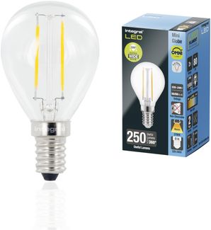 Integral LED E14 Omni-Filament Tropfen Warm 2700K, 250LM, 2W (entspricht 25W) Nicht dimmbare Lampe - 4 Packung - Energieeffizient. Für Schlafzimmer, Flur, Wohnzimmer & mehr