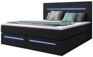 Boxspringbett Sejour mit LED u. Stauraum 120x200 Schwarz H4 (100kg+)