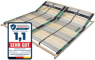 Lattenrost 180x200 PREMIUM STRONG 200 aus Buchenholz (2x Lattenrost 90x200), Kopfteil verstellbar, mit 42 Latten, Made in Germany, bis 200Kg