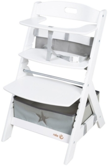 roba® Hochstuhl Liv Up - mitwachsender Treppenhochstuhl - bis 70kg belastbar (Set mit Hochstuhl Organizer), höhenverstellbar & nachhaltig - aus FSC-zertifiziertem Holz - Weiß