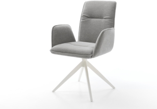 Drehstuhl Vinja-Flex Strukturstoff Soft Grau Kreuzgestell breit Weiß 360° drehbar Wippfunktion