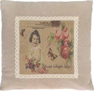 Kissen Flower Girl Postcard Baumwolle&Polyester Bunt