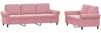 vidaXL 2-tlg. Sofagarnitur mit Kissen Rosa Samt 3202253
