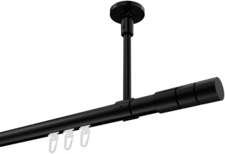 Innenlauf-Gardinenstangen-Set Sonette Elanto 480 cm (geteilt in 3 x 160 cm), 1-läufig, 20 mm Ø Schwarz