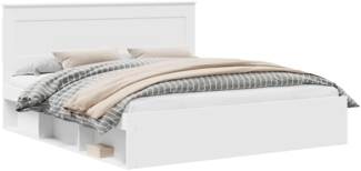 vidaXL Bettrahmen mit Kopfteil Weiß 180 x 200 cm Massives Kiefernholz 3410056