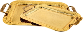 2-teiliges Serviertablett aus hochwertigem 18/10 Edelstahl - Robust & stapelbar Gold