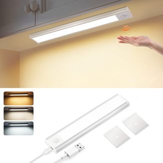 ZMH Unterbauleuchte Küche Led mit Bewegungsmelder - 20CM Schrankbeleuchtung Dimmbar 3 Farbtemperatur Silber Unterschrank Beleuchtung USB 1000mAh Aufladbar Küchenlampe für Unterschrank Regale