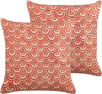 Kissen 2er Set Geometrisches Muster RHUS Baumwolle 45 x 45 cm Rot