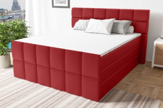 99rooms Dario Boxspringbett Kunstleder MADRYT Rot 140x200 cm Bonell-Federung