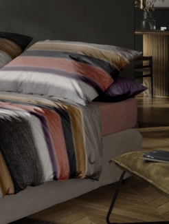 Irisette Feinbiber Bettwäsche Koala 155x220 Streifen braun rost ocker 8617-90