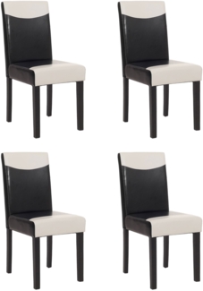 4er-Set Esszimmerstuhl Stuhl Küchenstuhl Littau ~ Kunstleder, schwarz-weiß, dunkle Beine