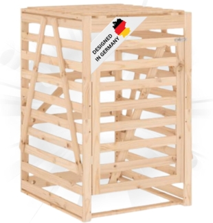 DELUKE® 1er Mülltonnenbox Kiefernholz BOUMI 84x90x128,5cm Natur Mülltonnenverkleidung für 1 Tonne Müllbox aus Holz Mülltonnenschutz Mülltonnendach