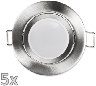 Einbauleuchten-Set McShine, 5xRahmen, 5xLED-Modul, 7W, 608lm, 230V, Edelstahl