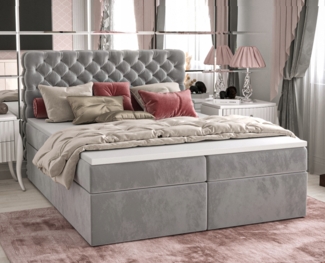 AX LIVING Follonica 160 x 200 Boxspringbett Grau – Komfort pur & Stil