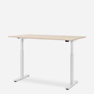 140 x 80 cm WRK21® SMART - Mandal Ahorn / Weiss elektrisch höhenverstellbarer Schreibtisch