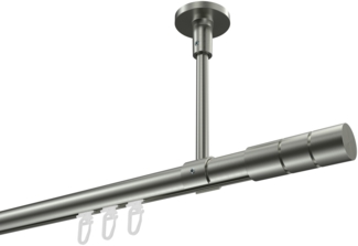 Innenlauf-Gardinenstangen-Set Sonette Elanto 400 cm (geteilt in 2 x 200 cm), 1-läufig, 20 mm Ø Edelstahl-Optik