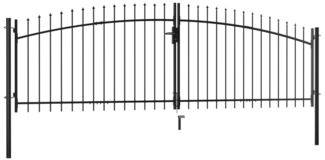 vidaXL Doppelflügel-Gartentor mit Speerspitzen 400x150 cm 144360