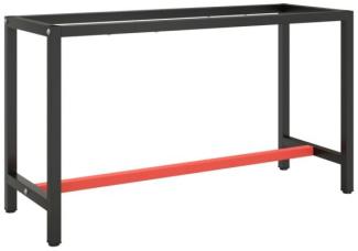 Werkbankgestell Mattschwarz und Mattrot 140x50x79 cm Metall