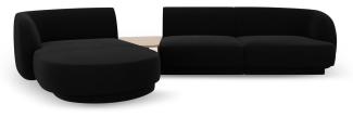 Micadoni Modulares Sofa Miley mit Recamiere 3-Sitzer Links Samtstoff Schwarz