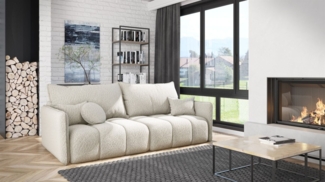 Sofa 3-Sitzer mit Schlaffunktion MORGANO Stoff Abriamo Creme