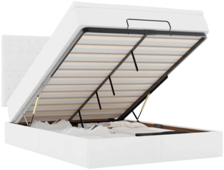 vidaXL Ottoman-Bett mit Matratze Weiß 140x190 cm Kunstleder 3313002