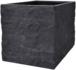 Pflanzgefäß The Rock Pflanzkasten Blumenkasten 53x50 cm Steinoptik Anthrazit