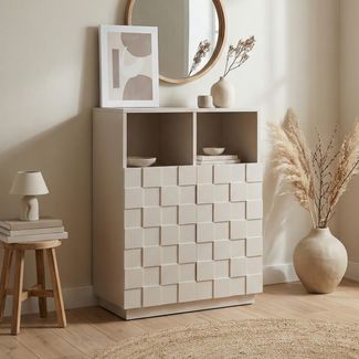 Highboard Bopibobro mit 2 Türen 86 x 64 x 36 cm Beige [en. casa]