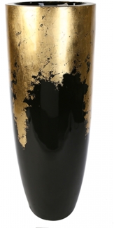 GILDE Pflanzgefäß Konus - gold-schwarz - H. 75cm x D. 35cm - 89260