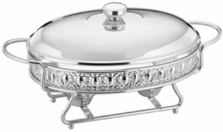 2L Speisewärmer Hitzebeständig Auflaufform mit Deckel Teelichtkerzen Silber Motiv 2