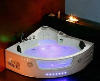 Luxus LED Whirlpool Badewanne SET 172x172cm+Heizung+Hydrojets+Ozon +Radio 2024 c