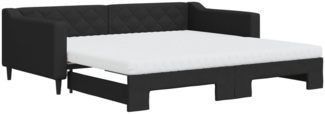 vidaXL Tagesbett Ausziehbar mit Matratzen Schwarz 100x200 cm Stoff 3197451