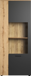 Vitrine Esteban in grau und Eiche Evoke 80 x 195 cm