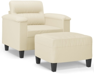 vidaXL Sessel mit Hocker Creme 60 cm Kunstleder 3201238