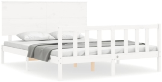 vidaXL Massivholzbett mit Kopfteil Weiß 3193407