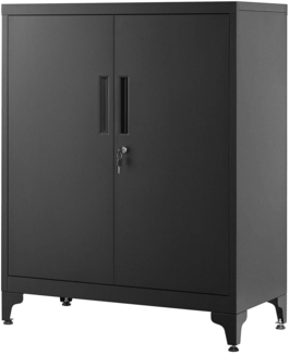 Songmics Aktenschrank, Mehrzweckschrank, Büroschrank mit 2 Türen, Stahl, Schwarz, 40 x 80 x 90 cm