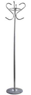 Kleiderständer, Metall, silber, Marmorfuß, 4 Haken, H 186 cm