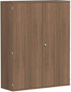 Flügeltürenschrank, 3 Dekor-Einlegeböden, 120x42x154cm, Nussbaum