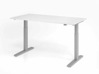 Sitz-Steh-Schreibtisch elektrisch 160x80cm Weiß/Silber