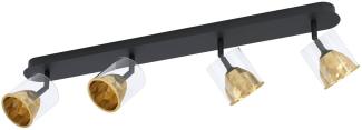 Eglo 39576 Spotleuchte MELITO Stahl, Alu schwarz, gold/Glas klar LED 4X5,4W 3000K L:78cm B:9cm H:18. 5cm dimmbar