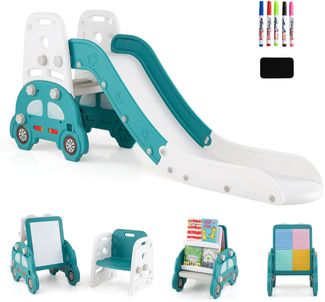 5 in 1 Wandelbare Kinderrutsche als Hocker & Bücherregal Beidseitiges Whiteboard & Bauplatte