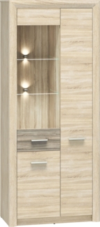Vitrine Castel Vitrinenschrank 85cm Sonoma Eiche hell Trüffel