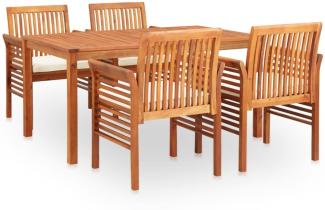 vidaXL 5-tlg. Garten-Essgruppe mit Auflagen Massivholz Akazie 278897