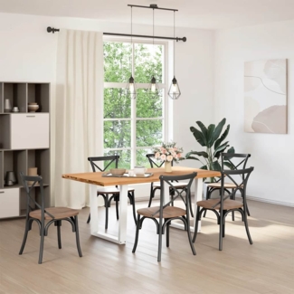 vidaXL Esstisch mit Baumkanten 180x100x74 cm Massivholz Eiche 3304430