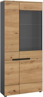 Vitrine >Canu< in Basalt Grau / Artisan - 190x80x37cm (BxHxT)